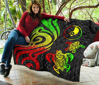 Yap Micronesian Premium Quilt - Reggae Tentacle Turtle - Polynesian Pride