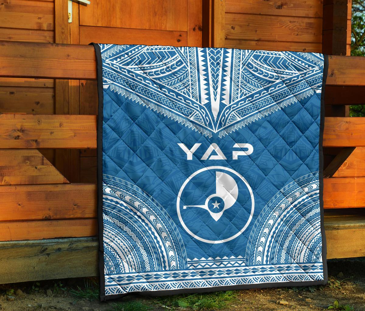 Yap Premium Quilt - Yap Flag Polynesian Chief BLue Version - Polynesian Pride