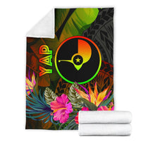 YAP Polynesian Premium Blanket - Hibiscus and Banana Leaves - Polynesian Pride