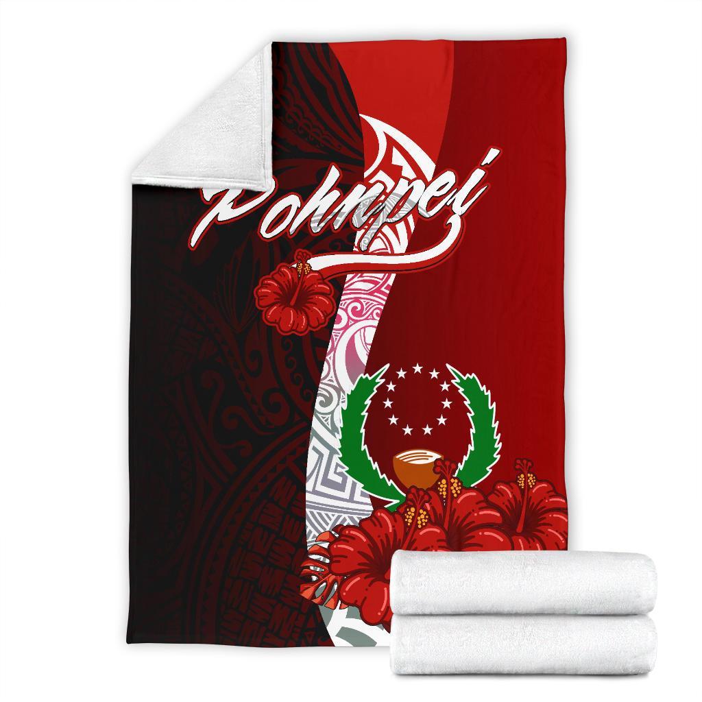 Pohnpei Micronesia Premium Blanket - Coat Of Arm With Hibiscus - Polynesian Pride