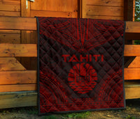 Tahiti Premium Quilt - Tahiti Flag Polynesian Chief Dark Red Version - Polynesian Pride