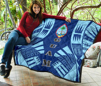Guam Premium Quilt - Guam Coat Of Arms Polynesian Pale Blue Tattoo - Polynesian Pride