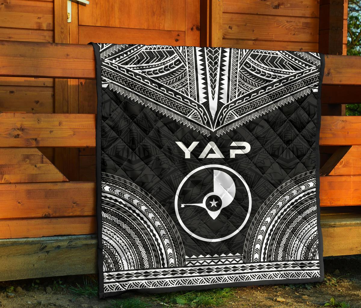 Yap Premium Quilt - Yap Flag Polynesian Chief Black Version - Polynesian Pride