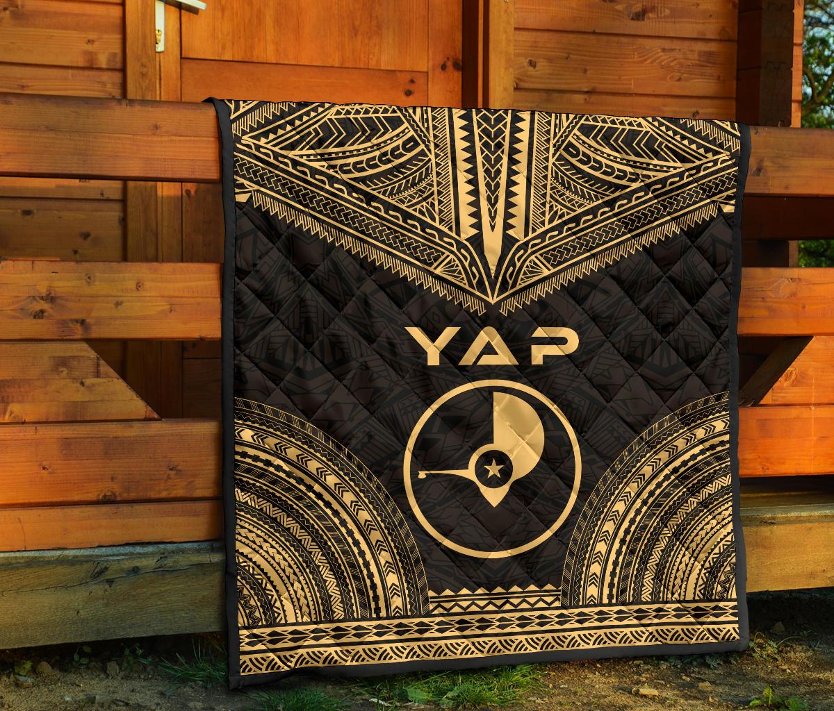Yap Premium Quilt - Yap Flag Polynesian Chief Gold Version - Polynesian Pride