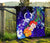 Vanuatu Custom Personalised Premium Quilt - Humpback Whale with Tropical Flowers (Blue) - Polynesian Pride