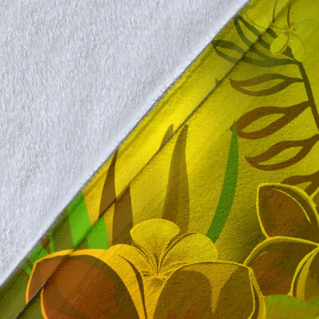 Custom Personalised Chuuk Premium Blanket - Humpback Whale with Tropical Flowers (Yellow) - Polynesian Pride