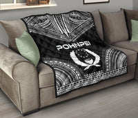 Pohnpei Premium Quilt - Pohnpie Flag Polynesian Chief Black Version - Polynesian Pride