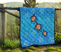 Hawaii Plumeria Turtle In The Ocean Premium Quilt - AH - John Style - Polynesian Pride