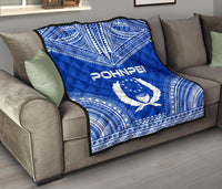 Pohnpei Premium Quilt - Pohnpie Flag Polynesian Chief Blue Version - Polynesian Pride