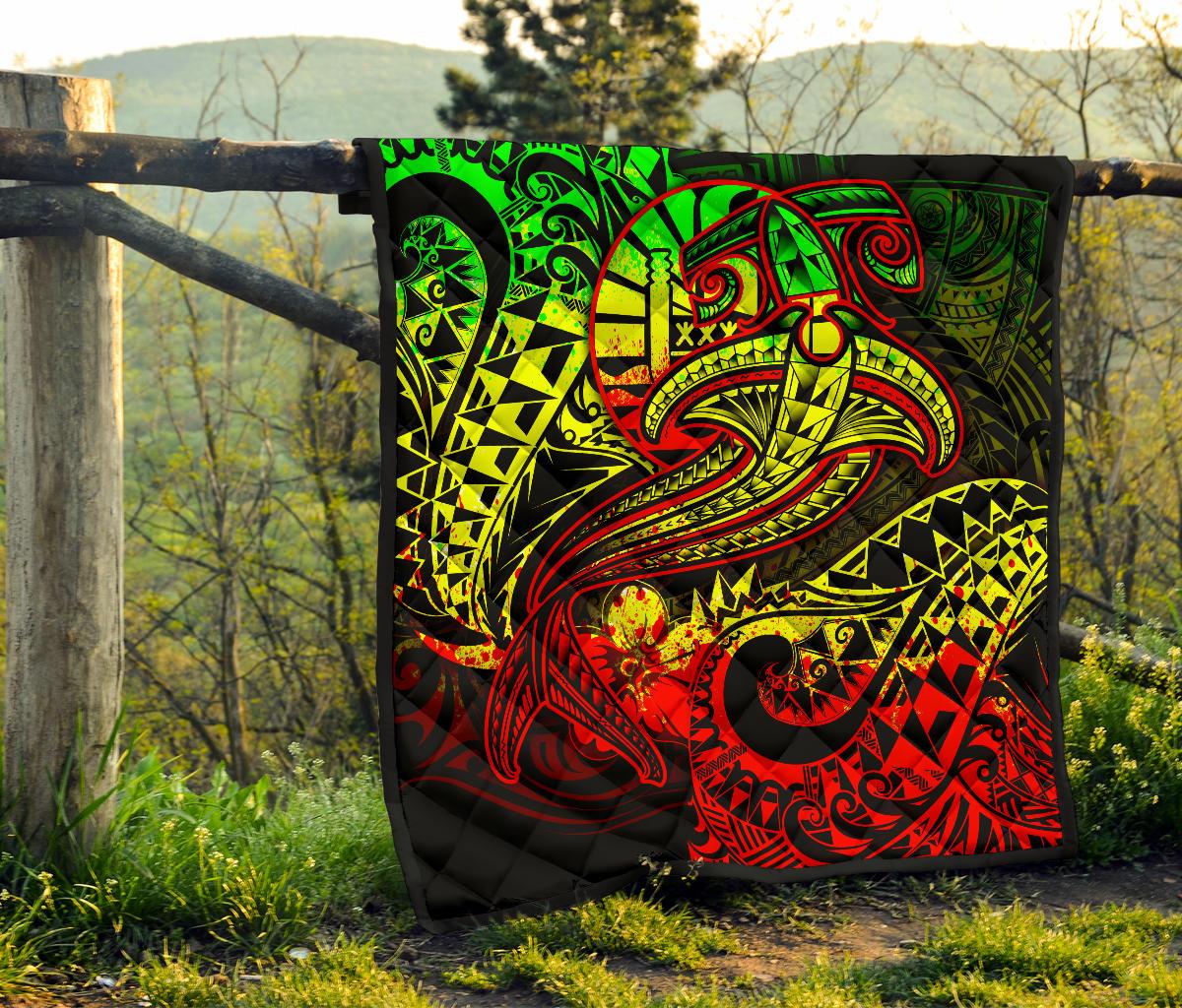 Tahiti Premium Quilt - Reggae Shark Polynesian Tattoo - Polynesian Pride