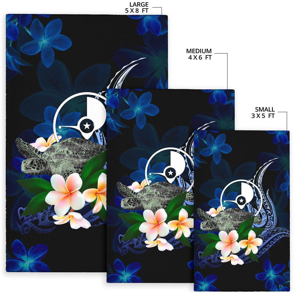Yap Micronesia Area Rug - Turtle With Plumeria Flowers - Polynesian Pride