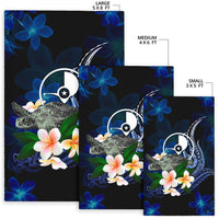 Yap Micronesia Area Rug - Turtle With Plumeria Flowers - Polynesian Pride
