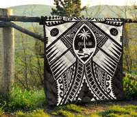Guam Polynesian Premium Quilt - Guam White Seal with Polynesian Tattoo Ver 01 - Polynesian Pride
