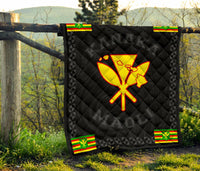 Kanaka Maoli Flag Polynesian Premium Quilt Gray - Love Style - Polynesian Pride
