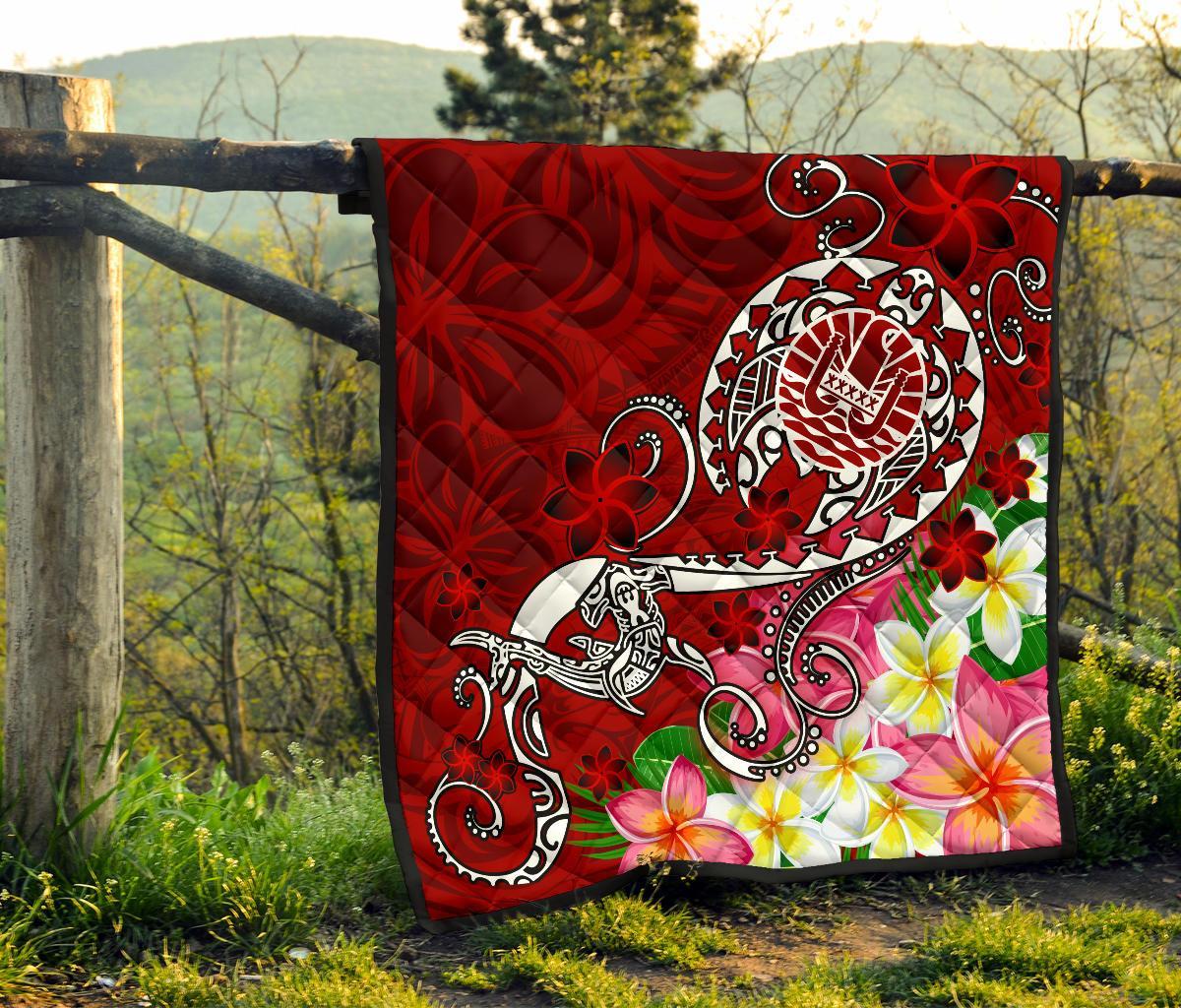 Tahiti Premium Quilt - Turtle Plumeria (Red) - Polynesian Pride