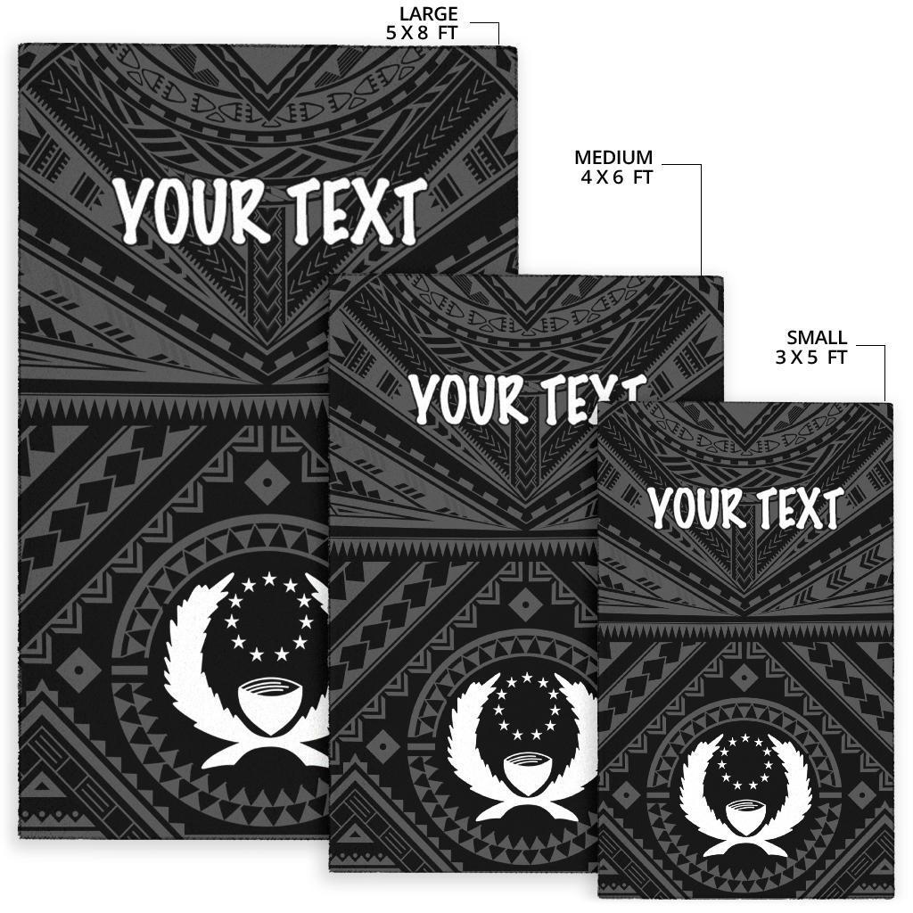 Pohnpei Personalised Area Rug - Pohnpei Seal With Polynesian Tattoo Style ( Black) - Polynesian Pride