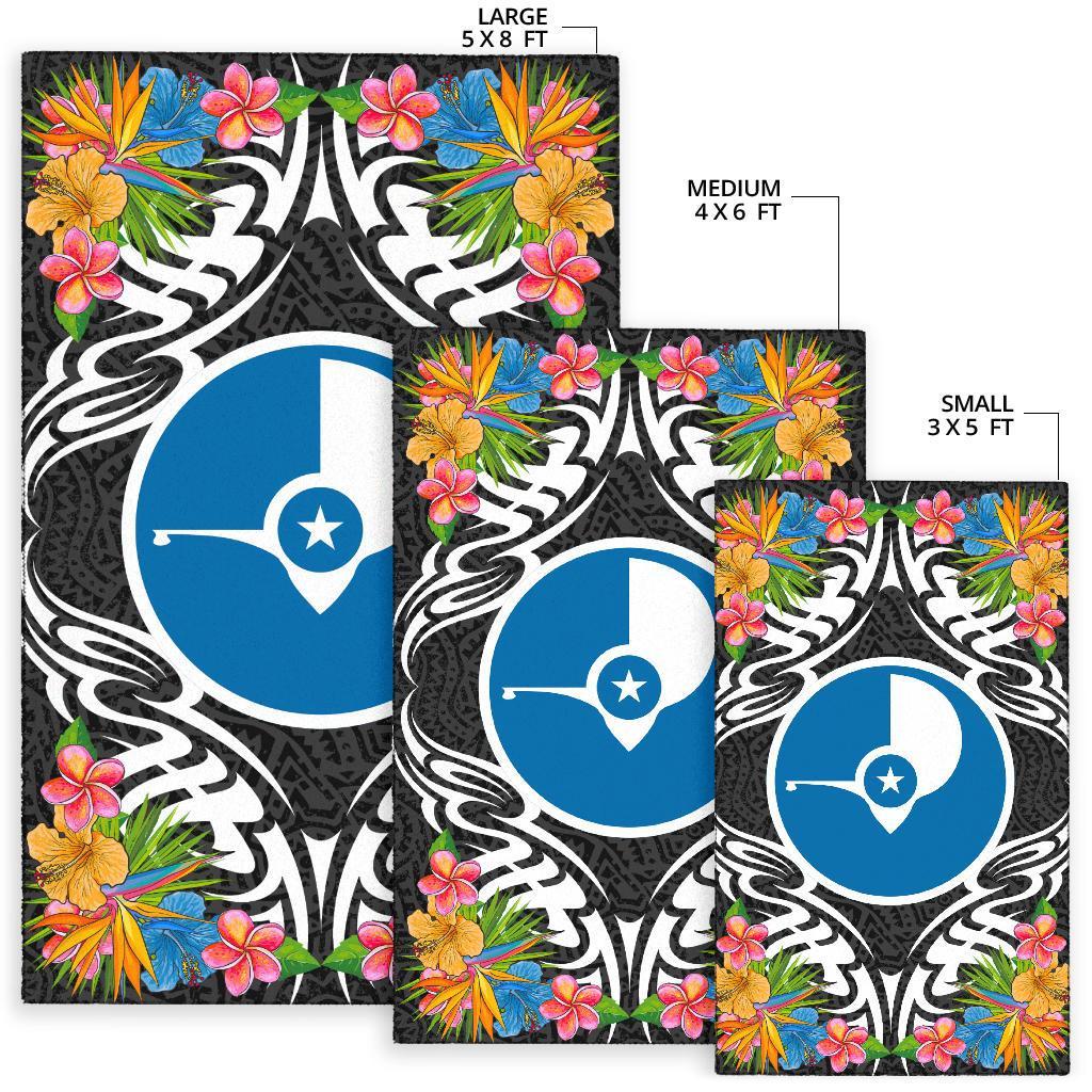 Yap State Area Rug - Coat OfArmsWith Tropical Flowers - Polynesian Pride