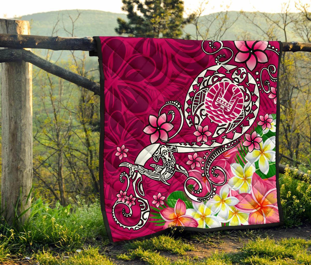 Tahiti Premium Quilt - Turtle Plumeria (Pink) - Polynesian Pride