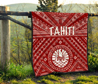 Tahiti Premium Quilt - Tahiti Seal In Polynesian Tattoo Style (Red) - Polynesian Pride