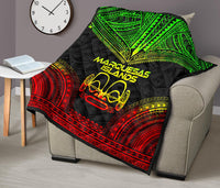 Marquesas Islands Premium Quilt - Marquesas Islands Tiki Face Polynesian Chief Reggae Version - Polynesian Pride