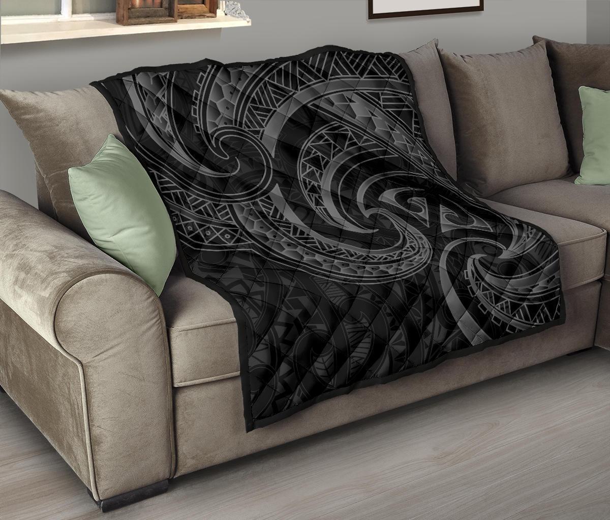 New Zealand Maori Mangopare Premium Quilt Polynesian - Black - Polynesian Pride