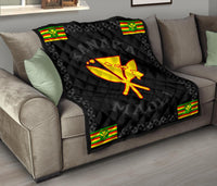 Kanaka Maoli Flag Polynesian Premium Quilt Gray - Love Style - Polynesian Pride