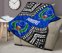 Pohnpei Premium Quilt - Pohnpei Flag Micronesian Pattern - Polynesian Pride