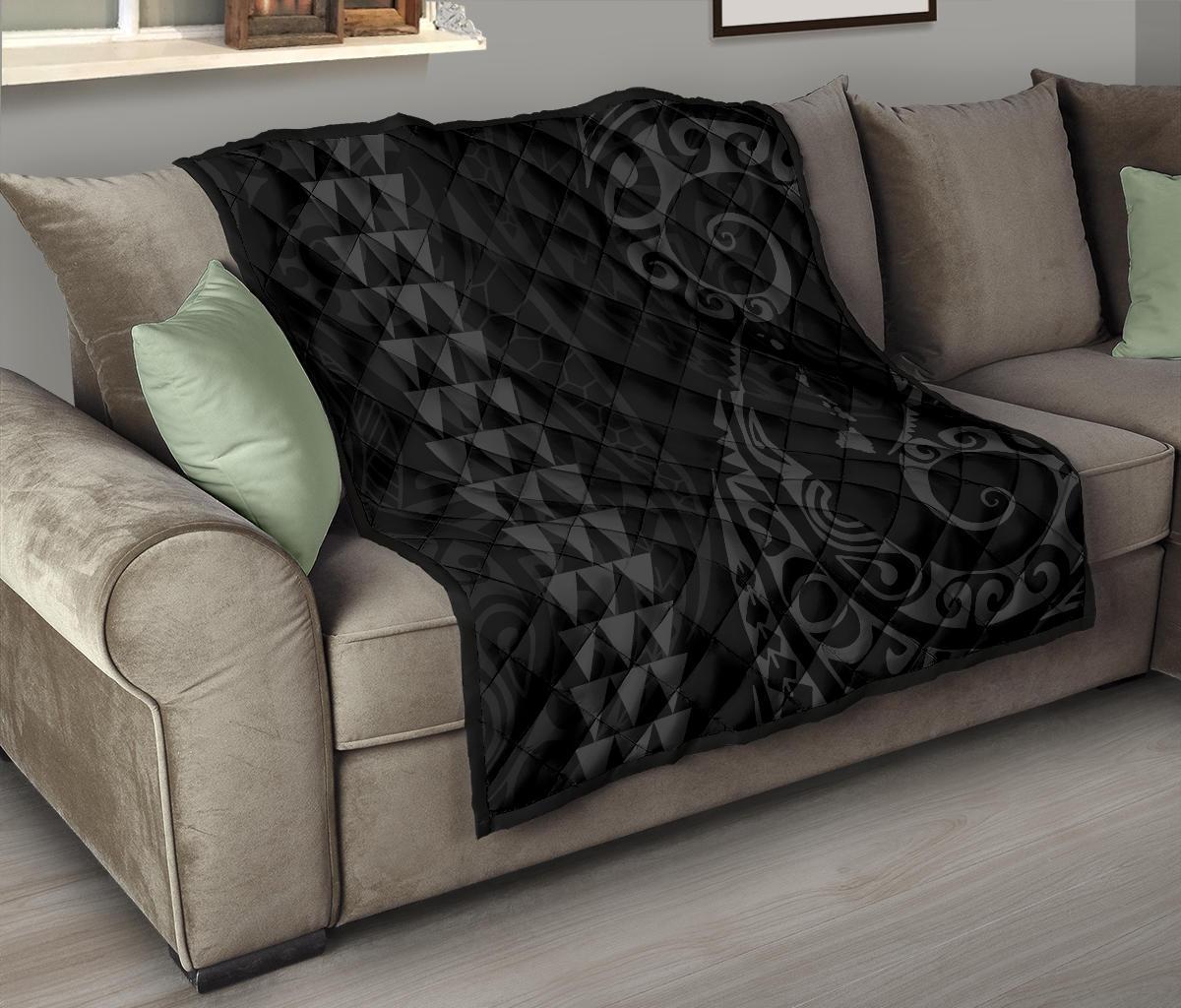 Hawaii Kakau Gray Polynesian Premium Quilt - Polynesian Pride