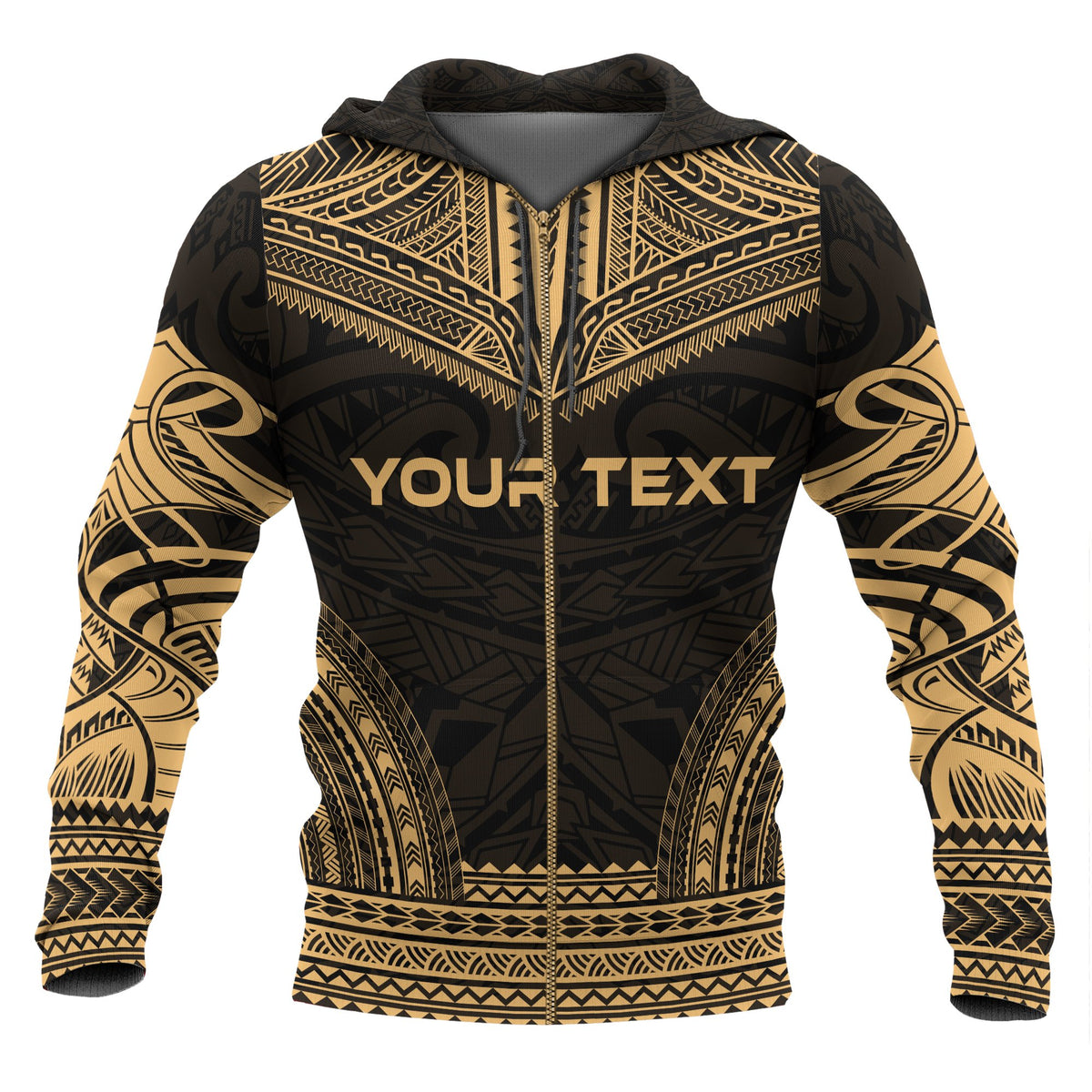 Yap Polynesian Chief Custom Zip up Hoodie Gold Version - Polynesian Pride