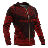 Yap Polynesian Chief Custom Zip up Hoodie Red Version - Polynesian Pride