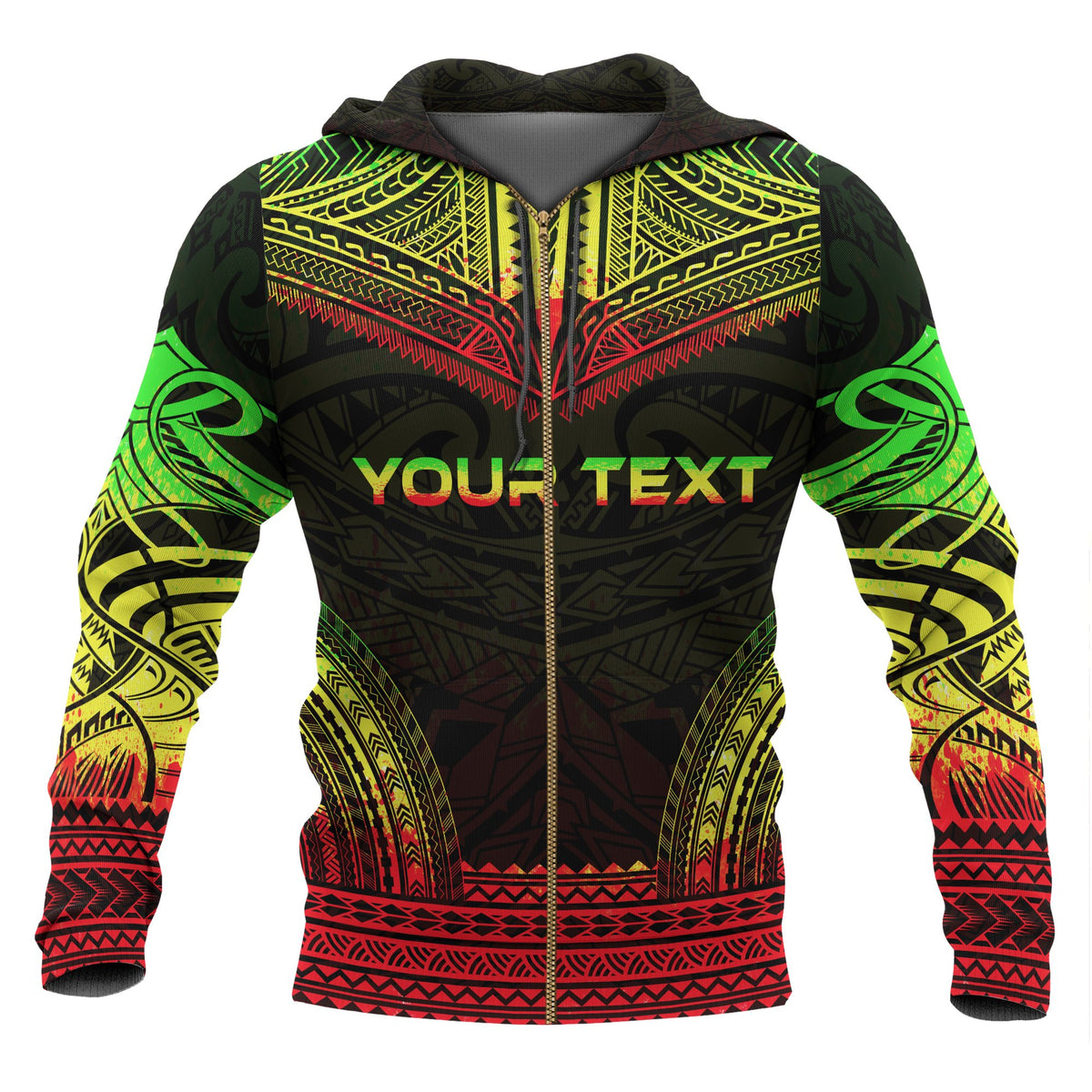 Yap Polynesian Chief Custom Zip up Hoodie Reggae Version - Polynesian Pride