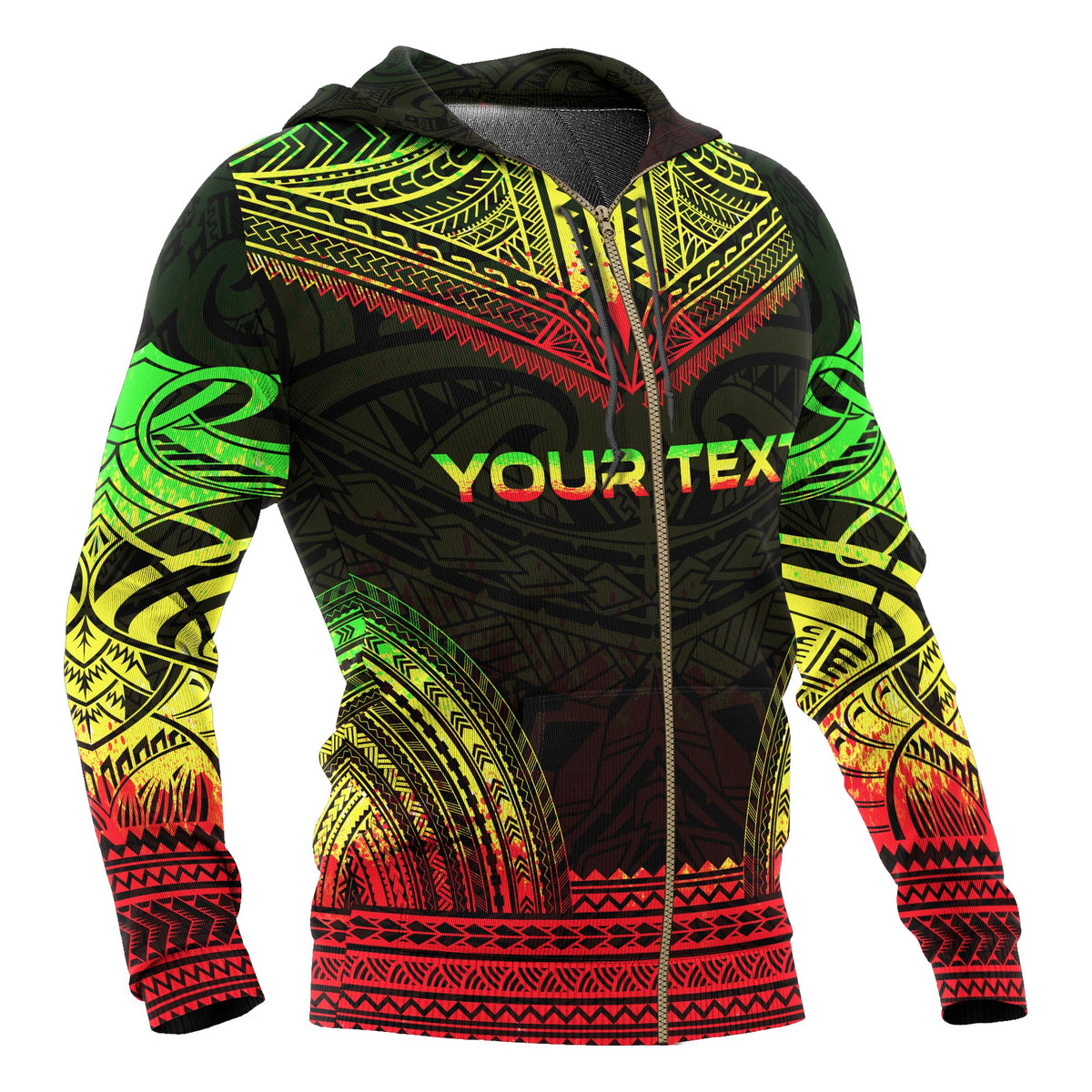 Yap Polynesian Chief Custom Zip up Hoodie Reggae Version - Polynesian Pride