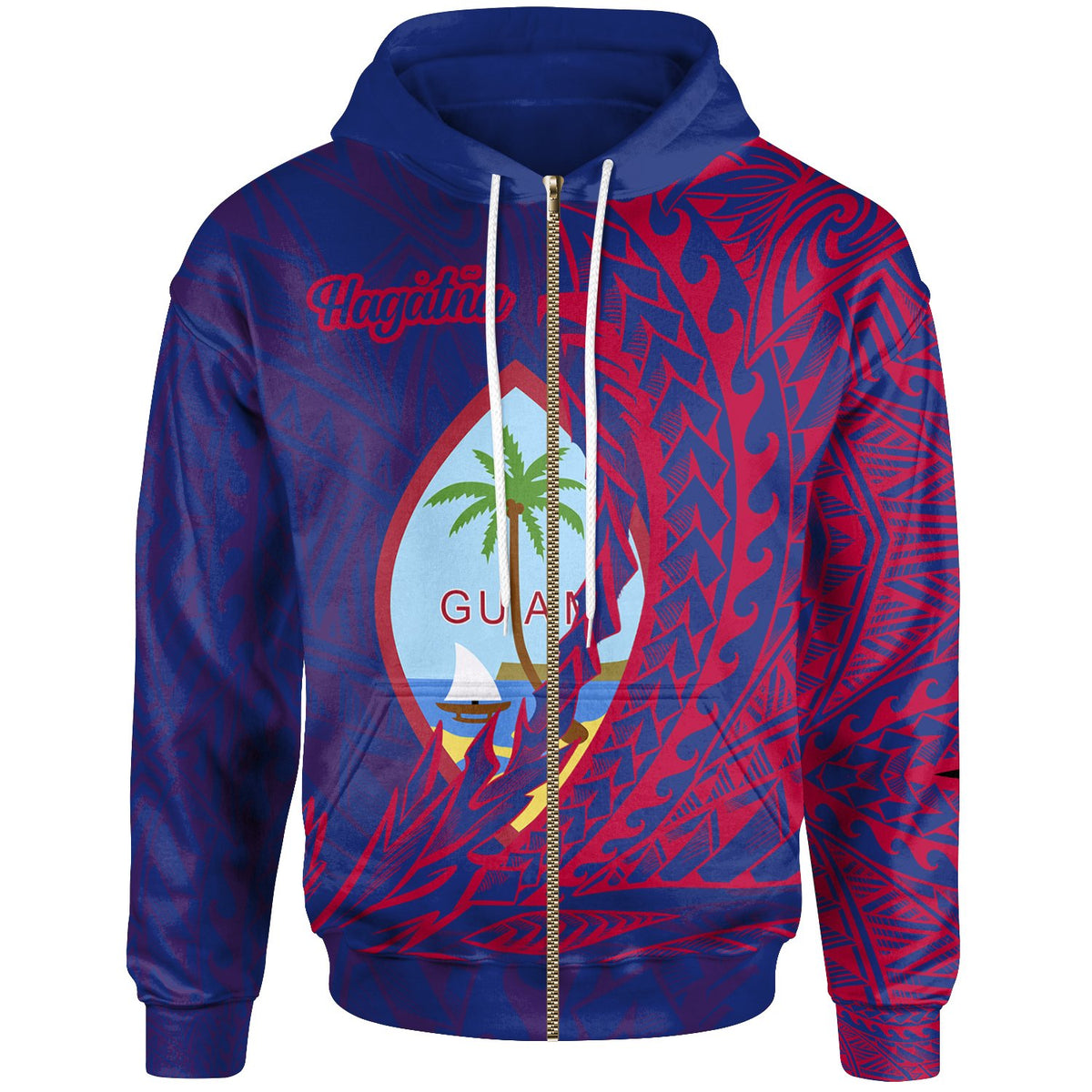 Guam Zip Hoodie Hagatna Wings Style Unisex Blue - Polynesian Pride