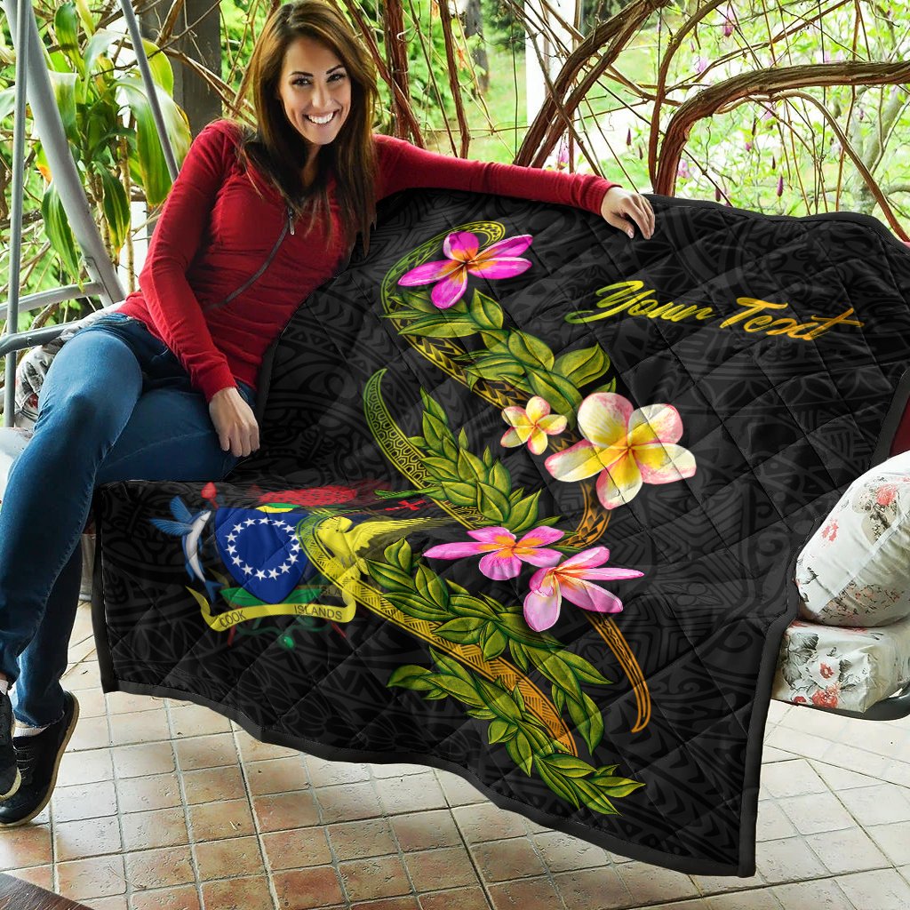 Cook Islands Polynesian Custom Personalised Quilt - Plumeria Tribal - Polynesian Pride