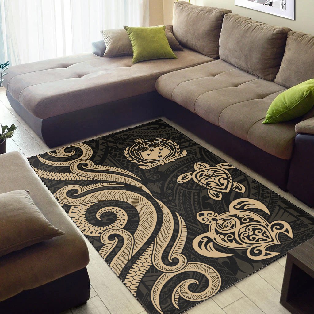 Samoa Area Rug - Gold Tentacle Turtle - Polynesian Pride
