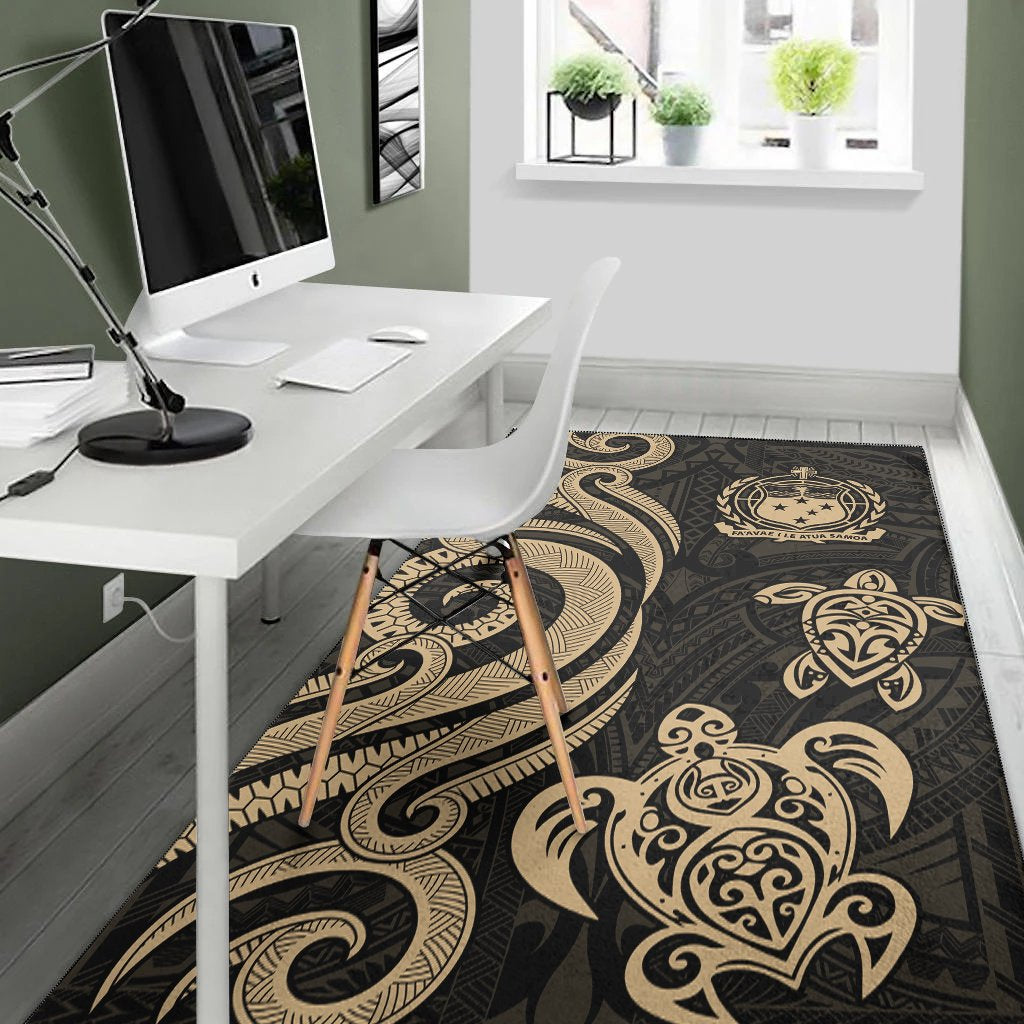 Samoa Area Rug - Gold Tentacle Turtle - Polynesian Pride