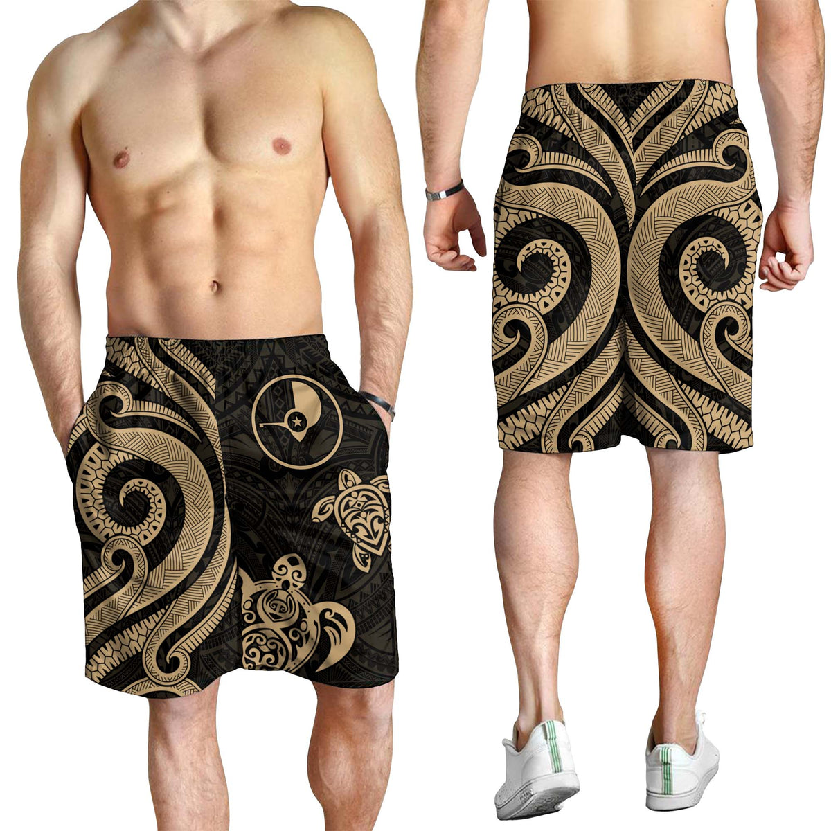 Yap Men's Short - Gold Tentacle Turtle - Polynesian Pride