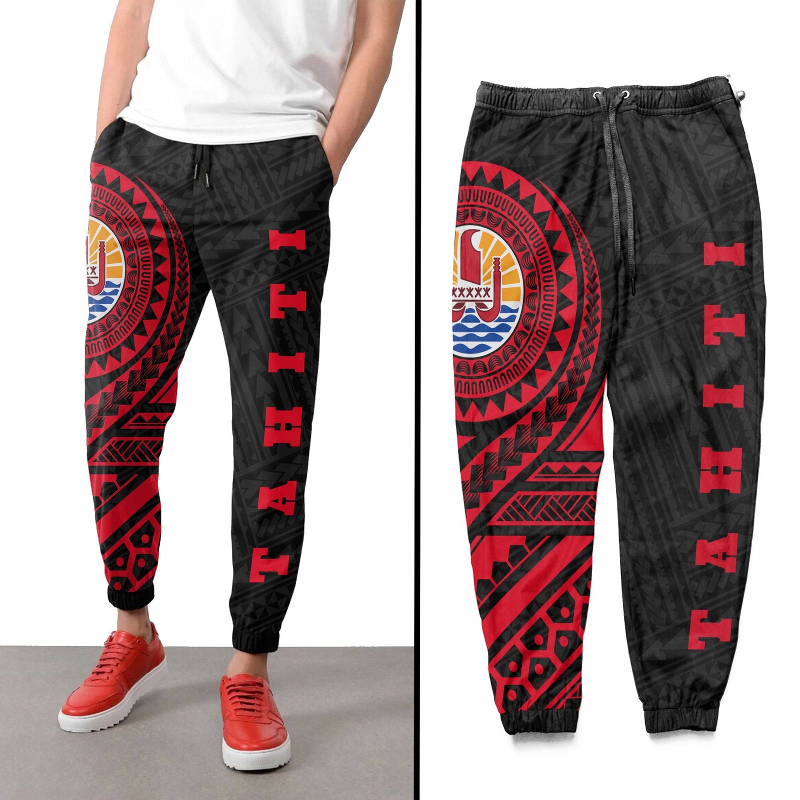 Tahiti Rising Sweatpants (Red) A6 Unisex Red - Polynesian Pride