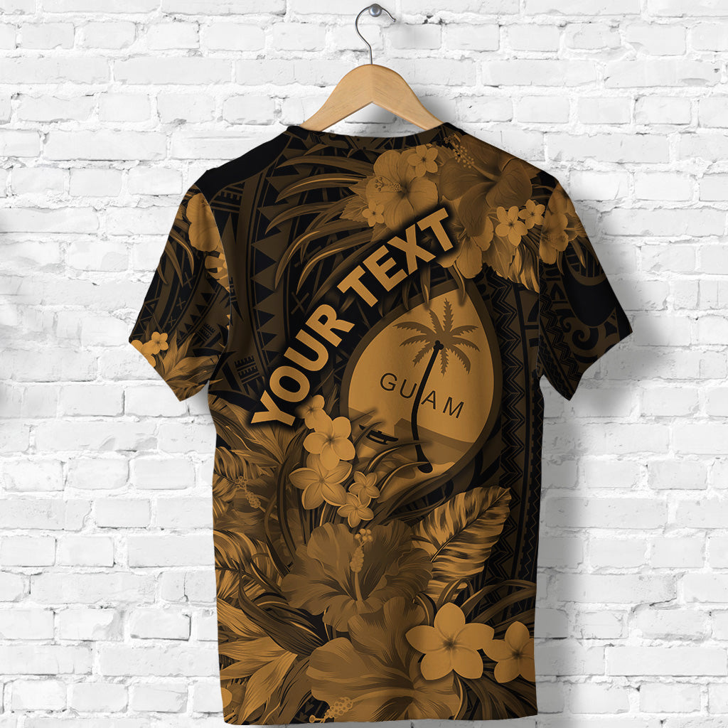 Custom Guam Polynesian T Shirt Tropical Flowers Tan LT8 - Polynesian Pride