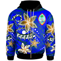 Guam Zip Hoodie Spring Style Unisex Blue - Polynesian Pride