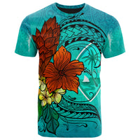 Guam T Shirt Tropical Flowers Style Unisex Blue - Polynesian Pride