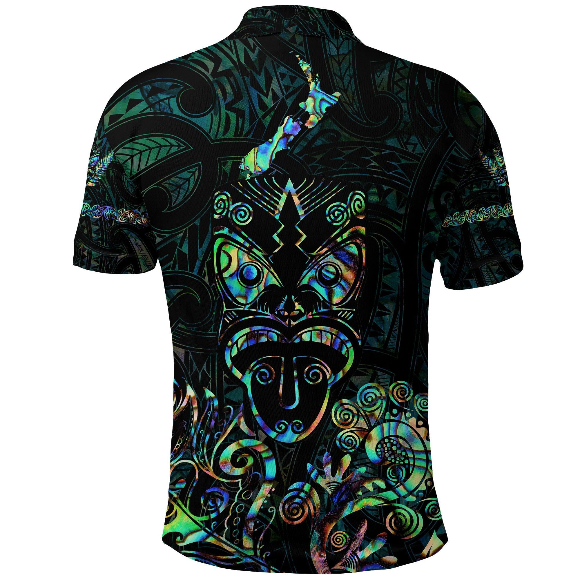 Maori Aotearoa Rugby Haka Polo Shirt New Zealand Silver Fern Paua Shell - Polynesian Pride