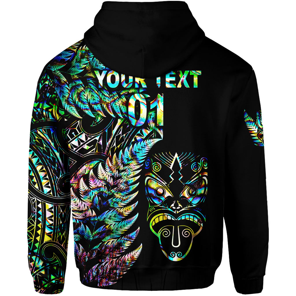 Custom New Zealand Haka Rugby Maori Hoodie Silver Fern Vibes Paua Shell LT8 - Polynesian Pride