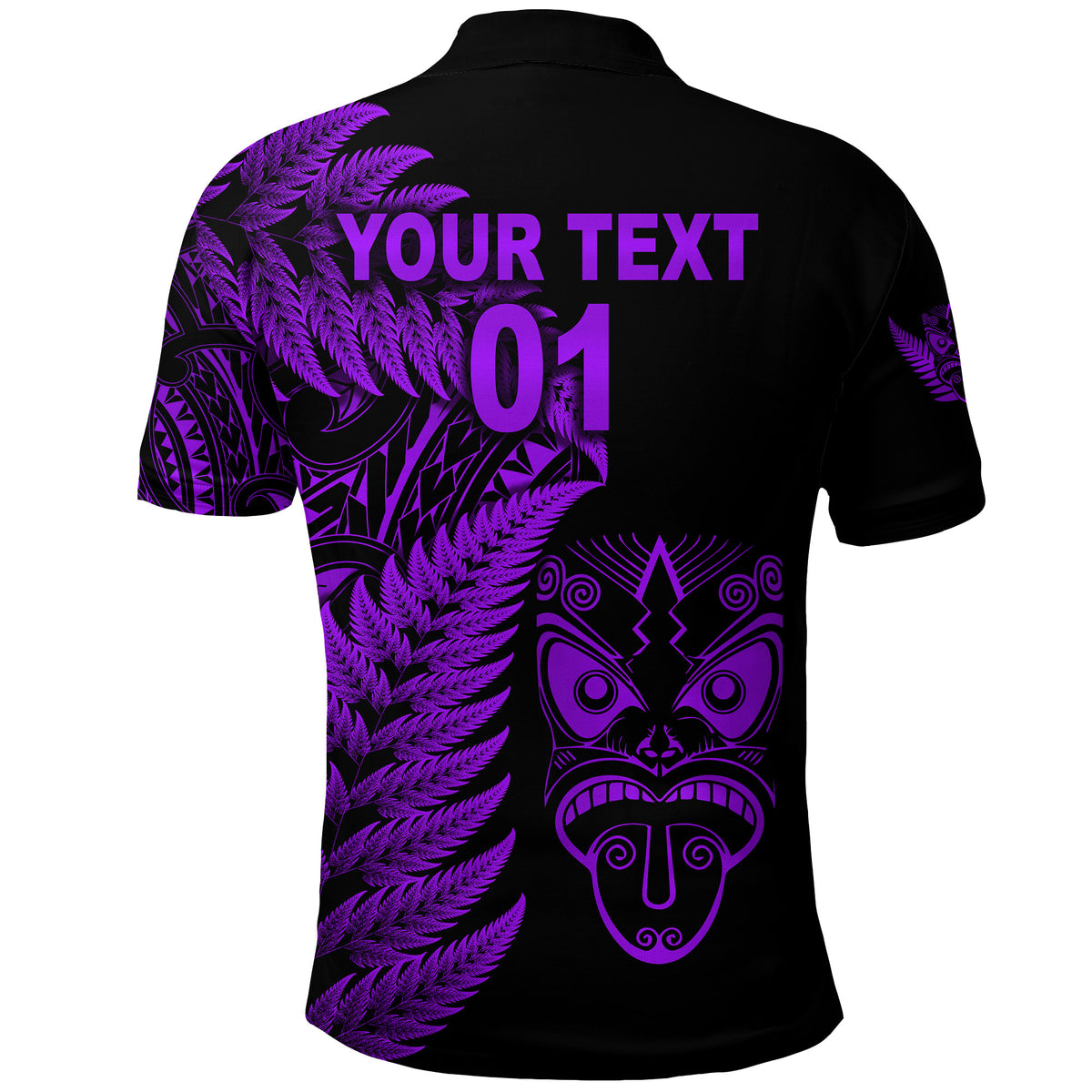 Custom New Zealand Haka Rugby Maori Polo Shirt Silver Fern Vibes Purple LT8 - Polynesian Pride