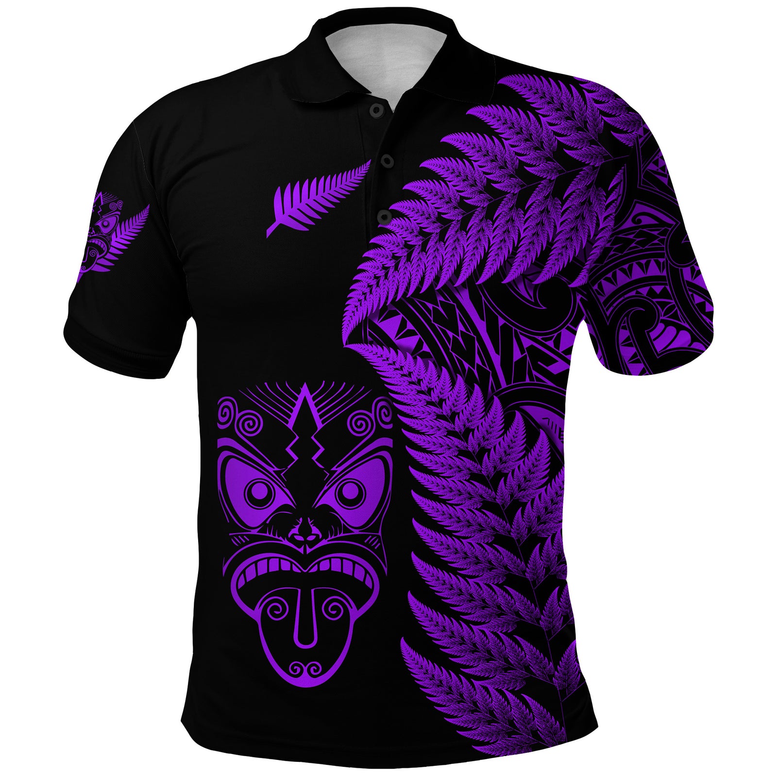 New Zealand Haka Rugby Maori Polo Shirt Silver Fern Vibes Purple LT8 - Polynesian Pride