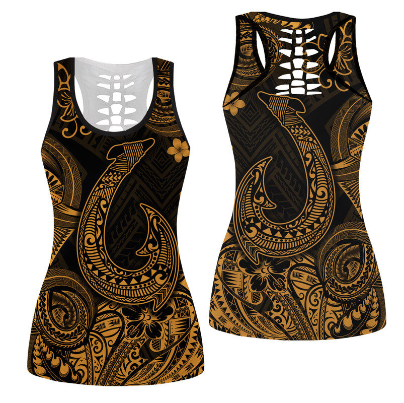 Hawaii Fish Hook Polynesian Hollow Tank Top Unique Style - Gold LT8 Female Gold - Polynesian Pride