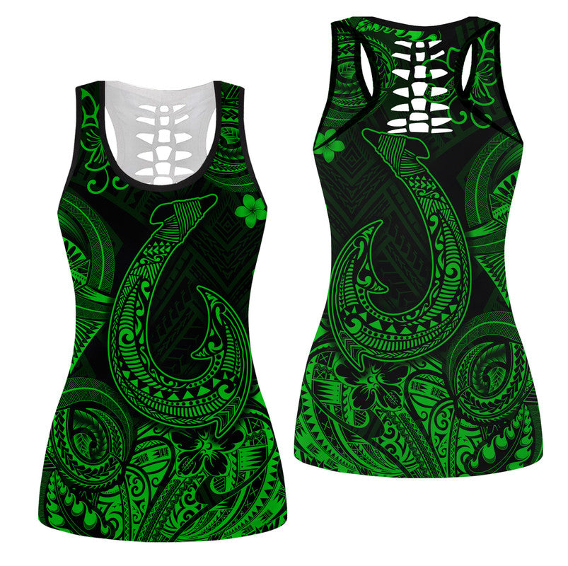Hawaii Fish Hook Polynesian Hollow Tank Top Unique Style - Green LT8 Female Green - Polynesian Pride