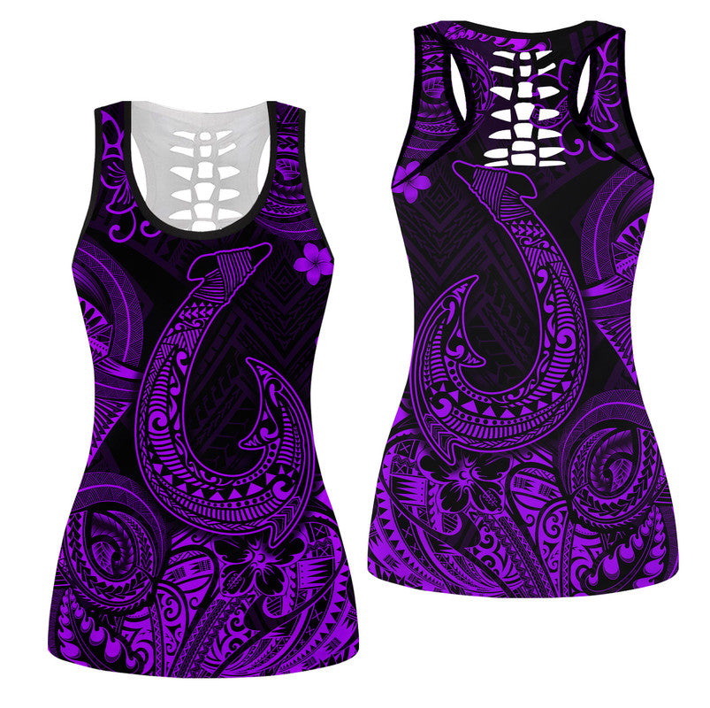 Hawaii Fish Hook Polynesian Hollow Tank Top Unique Style - Purple LT8 Female Purple - Polynesian Pride