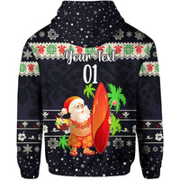 Custom Hawaii Christmas Hoodie Santa Claus Surfing Simple Style Navy LT8 - Polynesian Pride