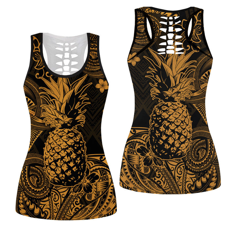 Hawaii Pineapple Polynesian Hollow Tank Top Unique Style - Gold LT8 Female Gold - Polynesian Pride